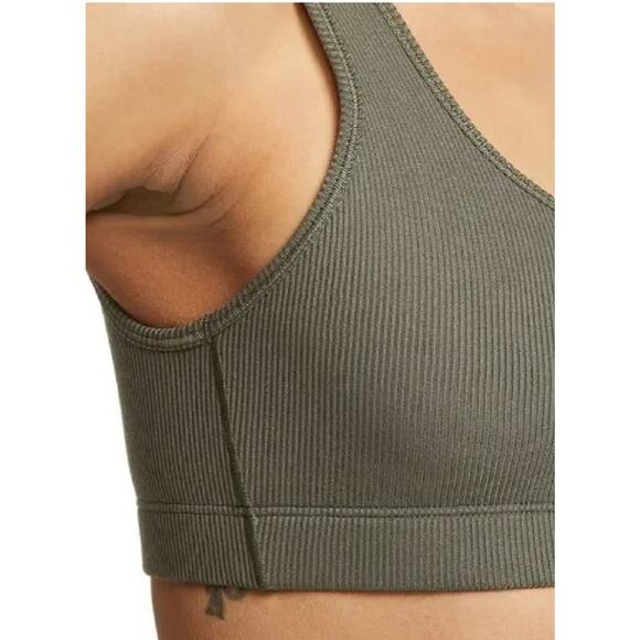 Nike Alate All U Womens Light Support Lightly Lined Ribbed Sports Bra Khaki XS - Picture 3 of 5